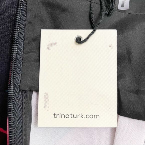 NWT Trina Turk Sleeveless Floral Midi Dress Pink Red Black Size 0 Wedding Guest - Picture 12 of 15